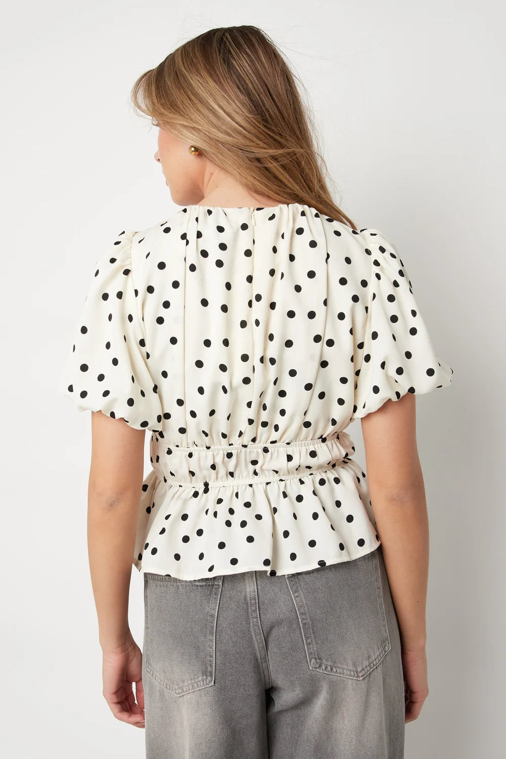 Peplum top met stippen